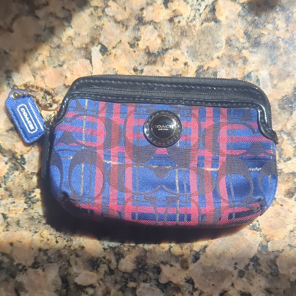 Coach Black and Blue Patterned Wallet